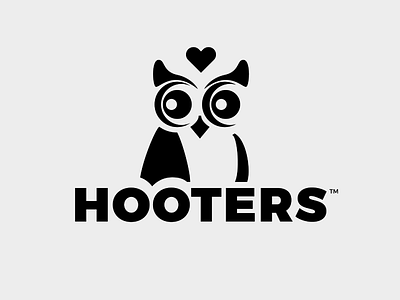 Hooters Rebrand bird brand branding concept design flat graphic heart hoot identity illustrator logo logo design logotype mark owl owl logo resto simplified vector