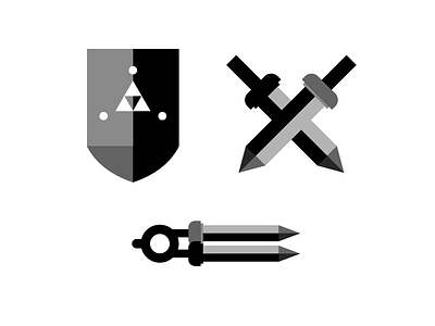 Zelda Guide Logo Ideas cel shading compass concept design graphic icon identity illustration illustrator logo logo design logocore logos mark shield simple swords vector zelda zelda icons