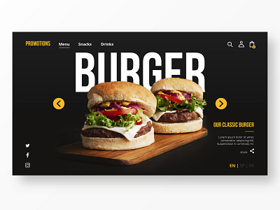 Landing Page for Burger Restaurant app brand branding burger menu clean delivery app design icon identity ios logo minimal mobile restaurant app restaurant branding type ui ux web website