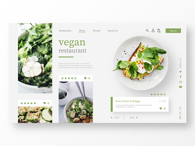 Vegan Restaurant Home Page app brand branding clean design food app icon identity ios minimal mobile restaurant restaurant app restaurant design ui ux vegan web website