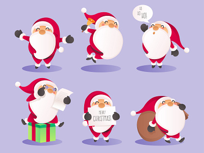 Santa Claus Character in Different Actions avatar cartoon cartoon illustration christmas christmas card design graphic design icon icon artwork illustration papa noel santa santa claus vector
