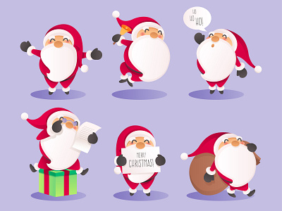 Santa Claus Character in Different Actions