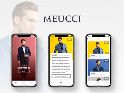 Meucci App app app store design flat iphone x material meucci mobile product card sketch ui ux