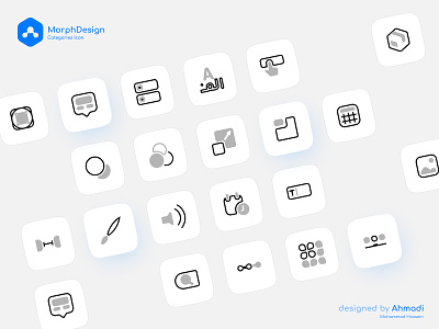 Morph Categories Icons 2021trend blue blur color design system figma google icon icon design icon pack iconoghraphy morph neon product uiux ux uxui web webdesign xd