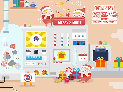Happy Factory ! christmas christmas card flat design graphic design illustration new year