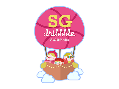 Singapore Dribbble MeetUp ! balloon design dribbble illustration meetup merlion singapore sticker