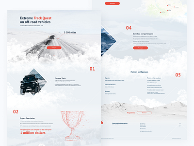 Landing page for Extreme Track Quest cloud design extreme grey landing landing page promo quest race road route snow track ui ux