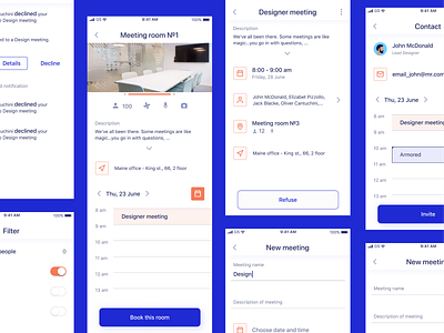 MR – Booking Meeting Room App app app design booking design interface mobile room screens ui ux