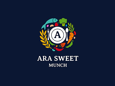 Ara Sweet Munch Brand Identity food icon logo sweet vector