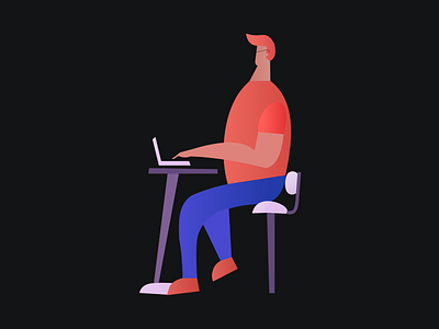 Man seating at the desk illustration. app creative design illustration ios ux vector