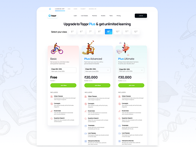 Pricing Page for Toppr 3d illustration colors illustration pricing ui visual design webdesign