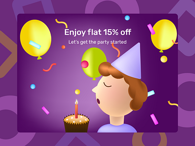 Birthday Discount banner birthday cake birthday party discount happy birthday illustration web