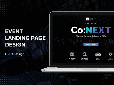 Event Landing Page Design | CMI Co:NEXT 2020 adobe xd behance project case study dark ui darktheme design event branding event landing page landing page landing page design typography ui ui designs ux visual design web design website design