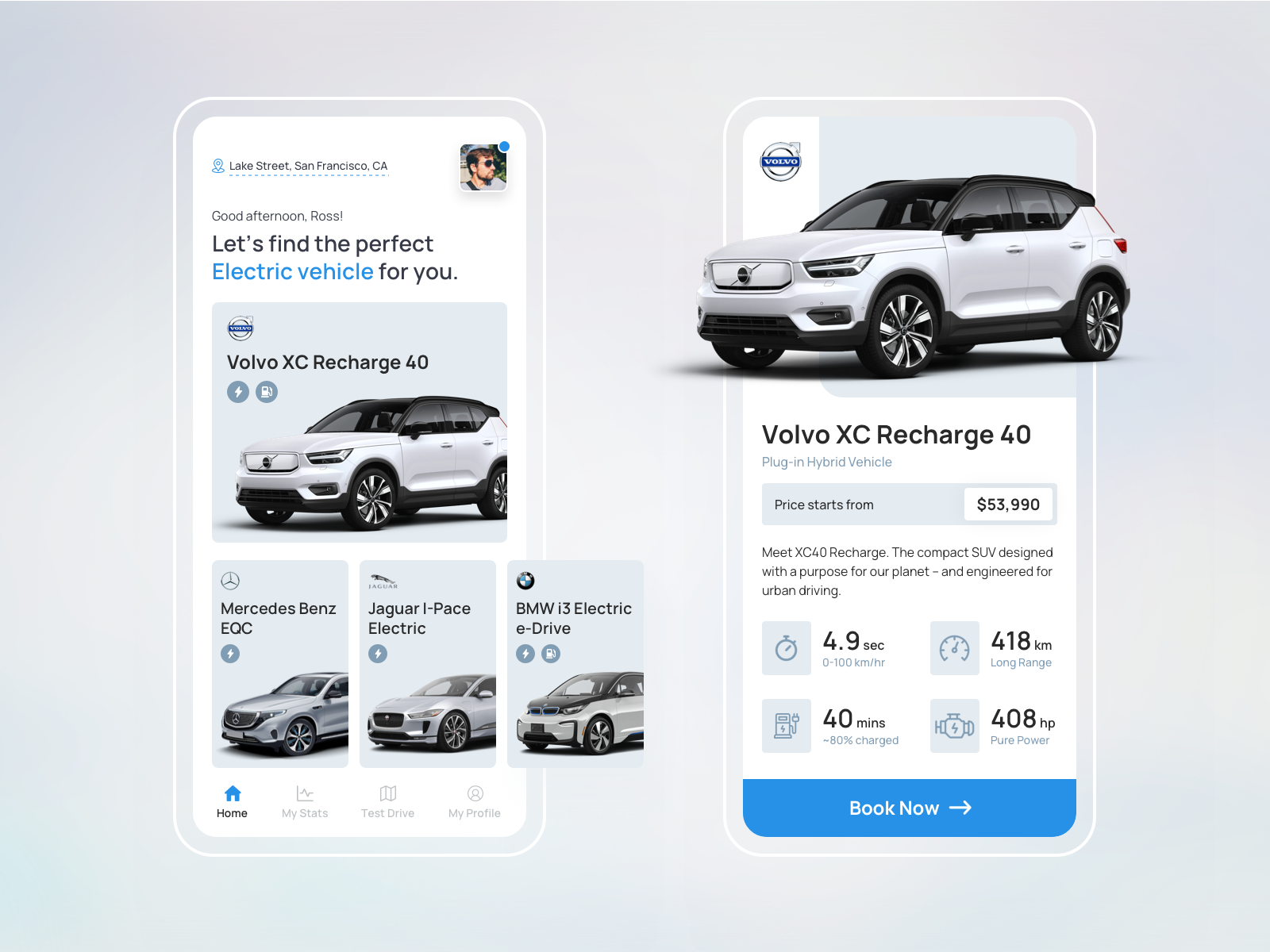 Electric Vehicle App by Aditya Singh for Nickelfox UI/UX Design on