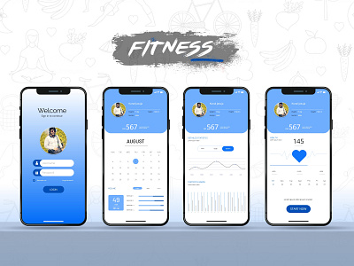 Fitness App Design ( Concept ) body bodybuilding checkup control fitness fitness app food food app health health app heartbeat mobile tracker workout workout app workout tracker yoga