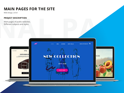 Main pages blue colorful design interface landing main material page ui ux web