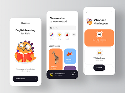 Learning English App for children courses design education learning app learning management system learning platform lms online education rondesign rondesignlab ui ux