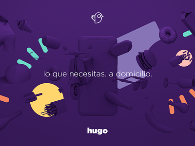 HugoApp Banner 3d app c4d cinema4d delivery el salvador food hugo