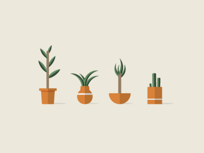 Plants in Pots 🌵 cactus greenery house plants icons illustration leaves nature plants pots succulent