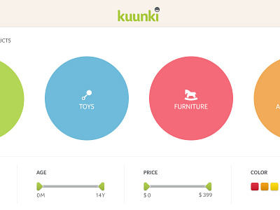 Filter options in a shop for kids – kuunki