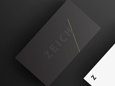 Business cards of ZEICH, cologne. black business cards cologne design green logo reflection zeich zeich.ma