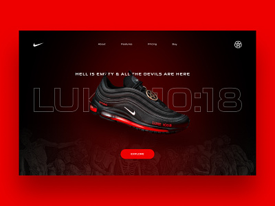Nike "Satan Shoes" Landing Page Concept adidas concept devil horror human landing page minimal nike redesign satan shoes sneaker sri lanka web design