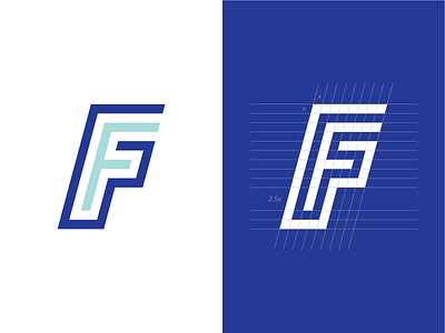 Double F Logomark f grid grid construction grid design gridding letter logo logomark
