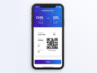 Boarding Pass - Daily UI app boarding concept daily ui gradient minimal ticket travel ui