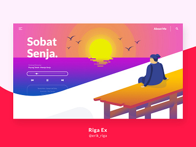Sobat Senja evening flat illustration indonesia landing page layout ui ux web