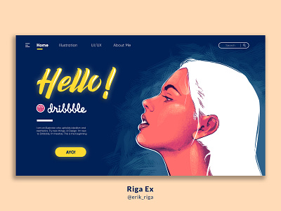 Hello Dribbble design firstshot illustration indonesia landing page layout ui ux vector web website woman woman illustration woman portrait
