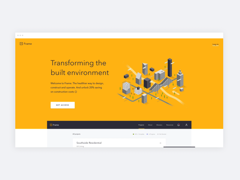 Frame management project tool industry construction service content product design ux ui design platform
