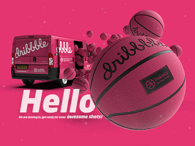 Hello Dribbble! 3d ball basketball cad composition debut invite keyshot logo rhino scene van