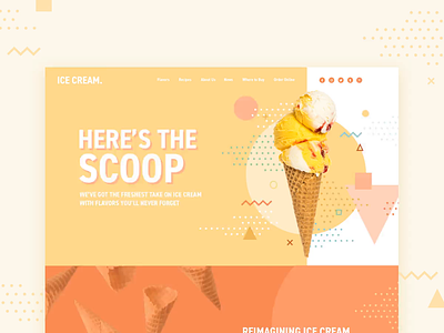 Ice Cream Company Homepage Concept animation colors design double up digital geometric home homepage ice cream landing landing page memphis design memphis style motion pastel retro shapes webdesign website