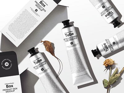 Metallic Tubes - Cosmetic Scene 3d blender branding cosmetic design flower graphic design mockup modelling render rendering rhino tube vray