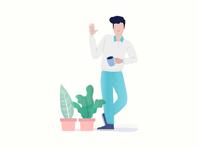 Man standing with Plants (Illustration)