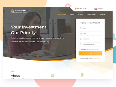 Landing Page for Bitcoin bitcoin landing page ui bitcoin ux