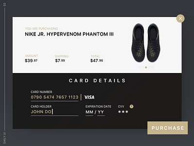 Daily UI #02 / Check Out check out clean dailyui dark gold minimal nike ui ux web