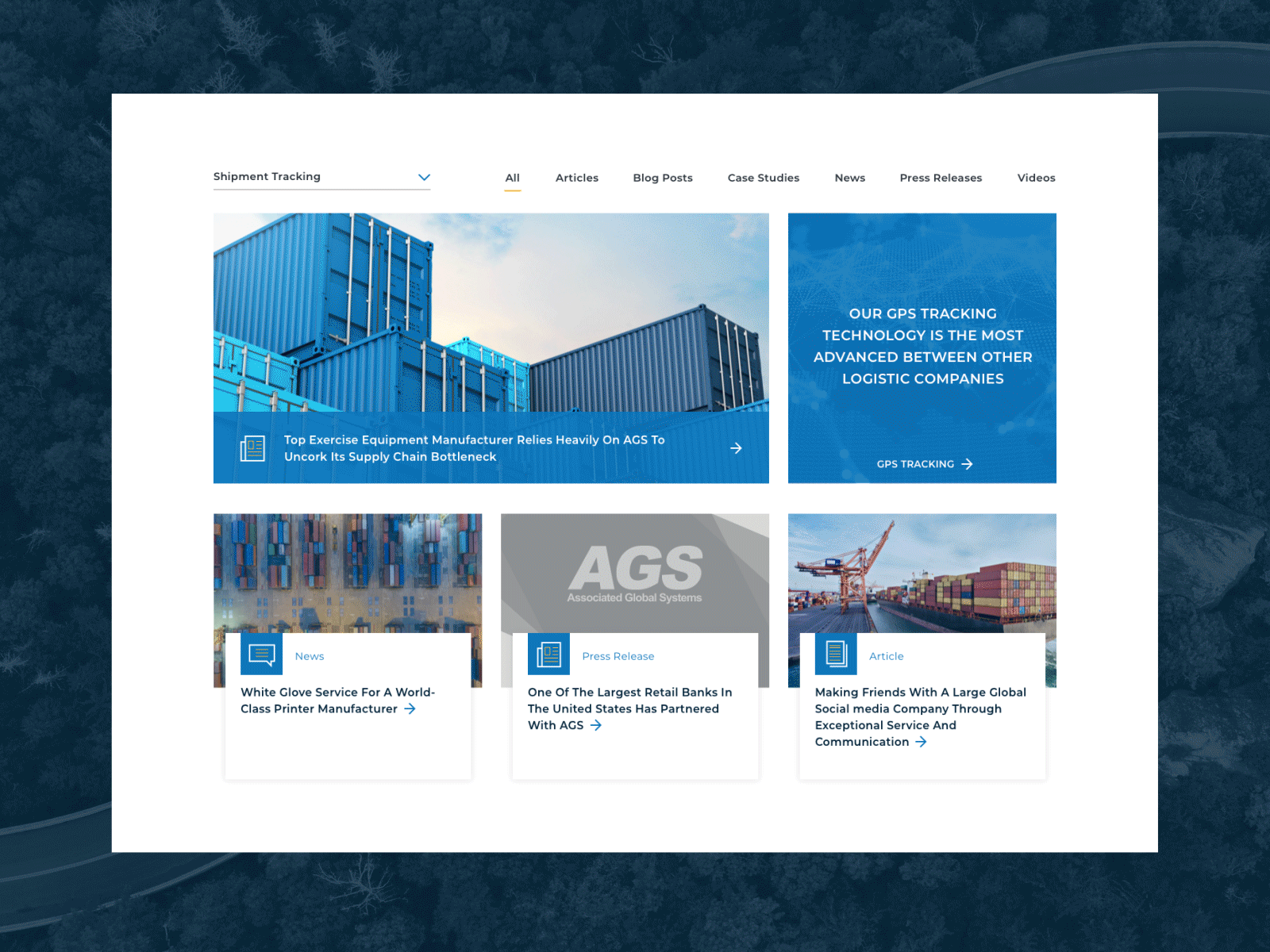 AGS Logistics :: Homepage animation blog cargo delivery company hero industrial industry logistics modern search shipping shipping company slider tech transportation trucking web website