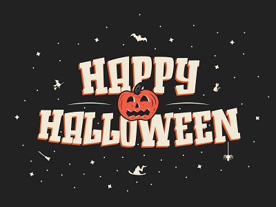 Happy Halloween bold text branding character cute freelance graphic design graphics halloween holiday illustration logo night pumpkin skelton spooky typography vector witch