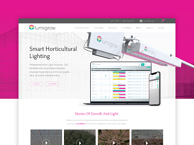 Lumigrow :: Homepage grow homepage horticulture lamps lighting lights plants smart ui ux web web design