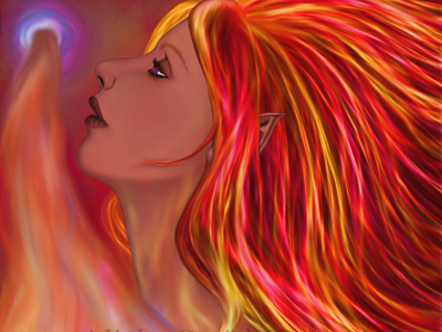 Flame Maiden background beautiful fantasy female fire flame magic nature pretty red spell warm
