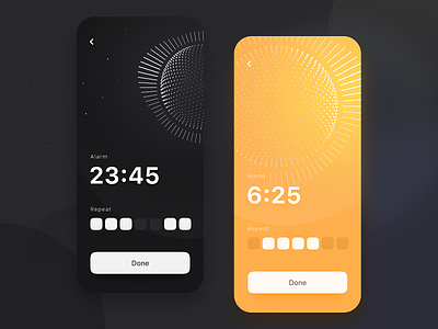 Alarm Clock alarm alarm app alarm clock app clean concept dark design future interface mobile stars sun ui uidesign