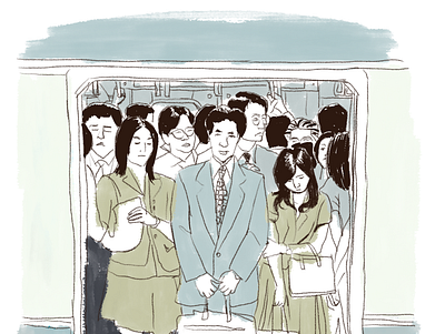 editorial illustration editorial illustration japan rough sketchy subway watercolor