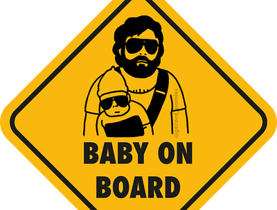 Baby on Board (Carlos from the Hangover) baby baby on board hangover illustration lineart movie