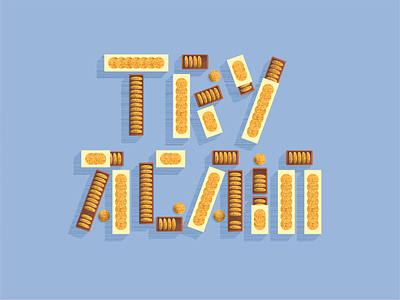 Oatmeal cookies design grain illustration lettering oatmeal personal project shadows still life try again type vector