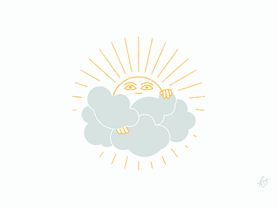 Head above water clouds design hand drawn illustration optimistic silverlining sunshine sunstories texture vector yellow