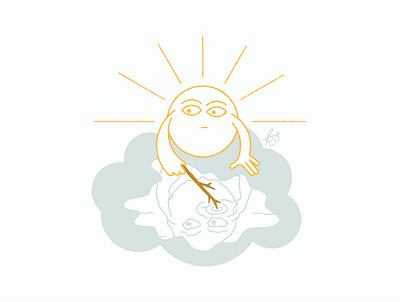 Moodz cloud cute hand drawn illustration mental health monoline reflection ripples sun stories vector water