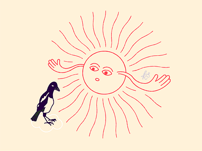 Flight Instructor bird hand drawn illustration magpie summer sun sun stories sunshine vector