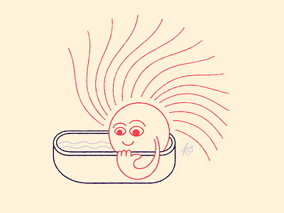 Sunbath bath character cute fun hand drawn illustration joy summer sun sun stories sunbath sunshine vector