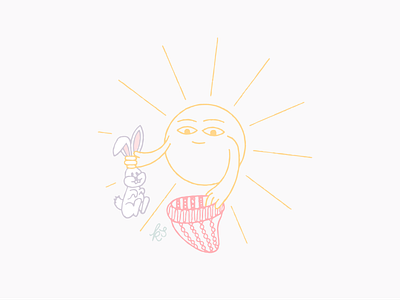 Magician hand drawn illustration lunar new year rabbit sun sun stories sunshine vector